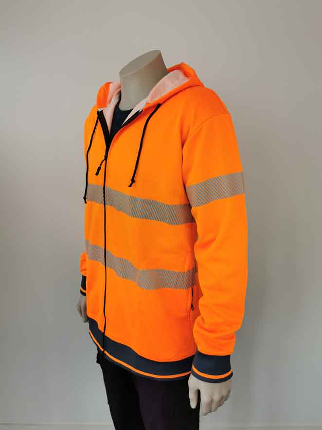Fanteecy Mens High Visibility Hi Vis Safety Hooded Sweatshirt Top Road Work Reflective Safety Pullover Workwear