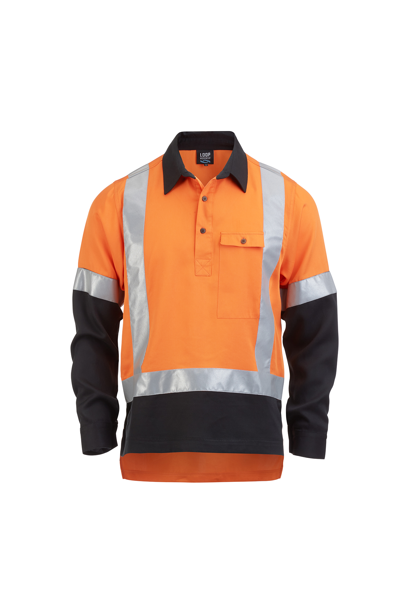 Closed Front Shirt Orange Long Sleeve 