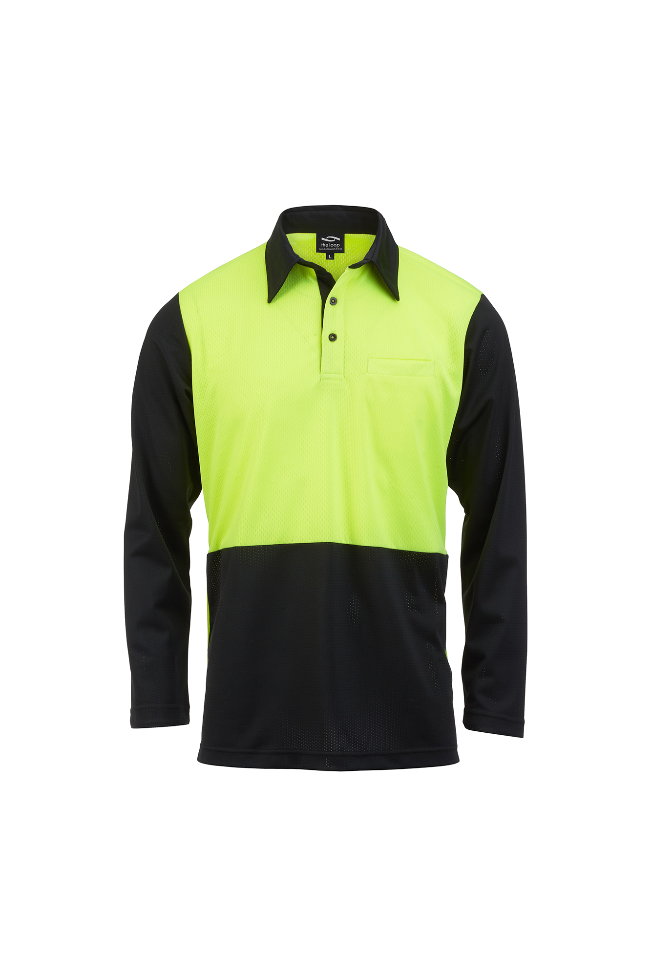 Hi Vis Polo Long Sleeve With Chest 