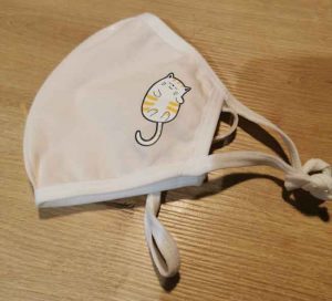Kids Reusable Face Mask Baby Pink with Cat Print